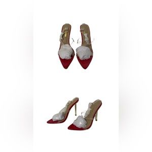 Red and Clear Fashion Nova - Promiscuous Girl Heeled Sandals